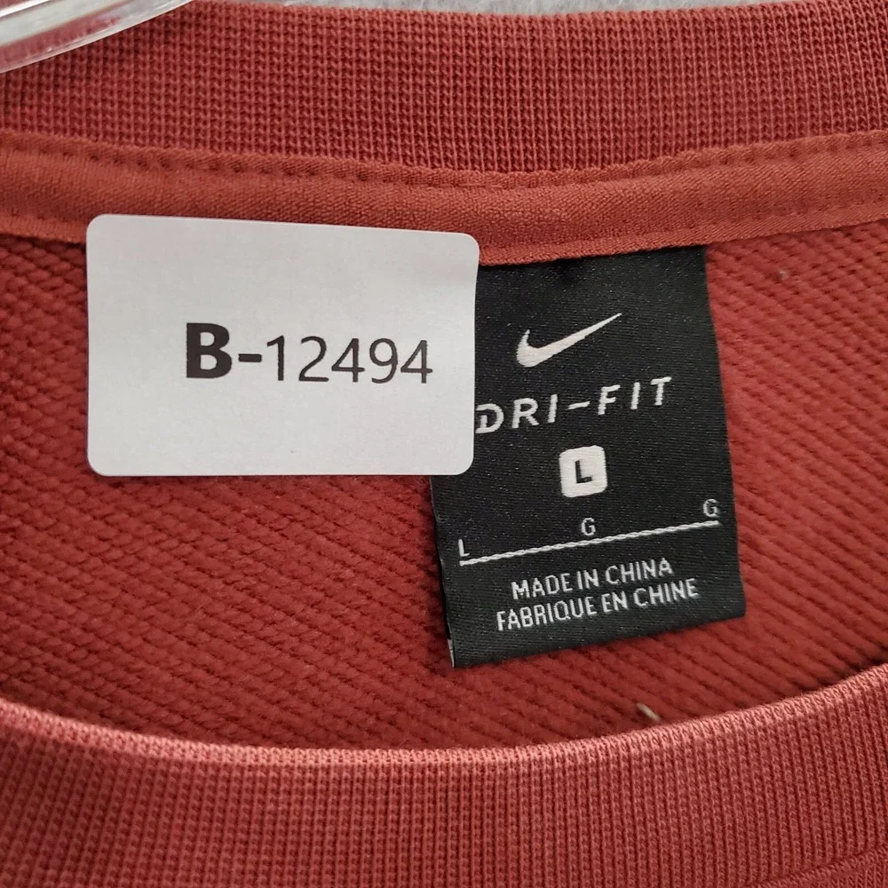 Nike Women Sweatshirt Large Pink Sportswear Embossed Logo Cropped Dri Fit Swoosh